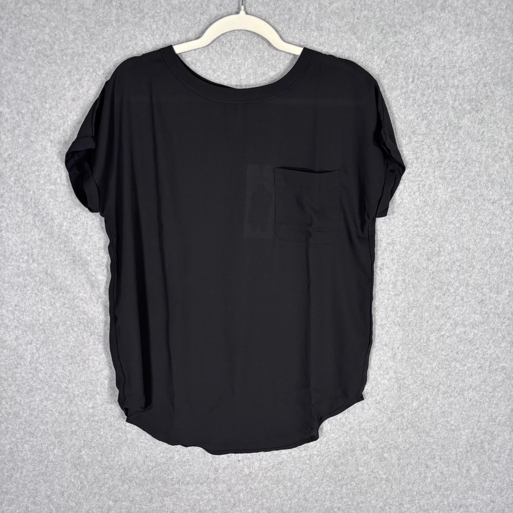 NEW Buffalo David Bitton Flowy Blouse Small Black Minimalist Oversized‎ Career